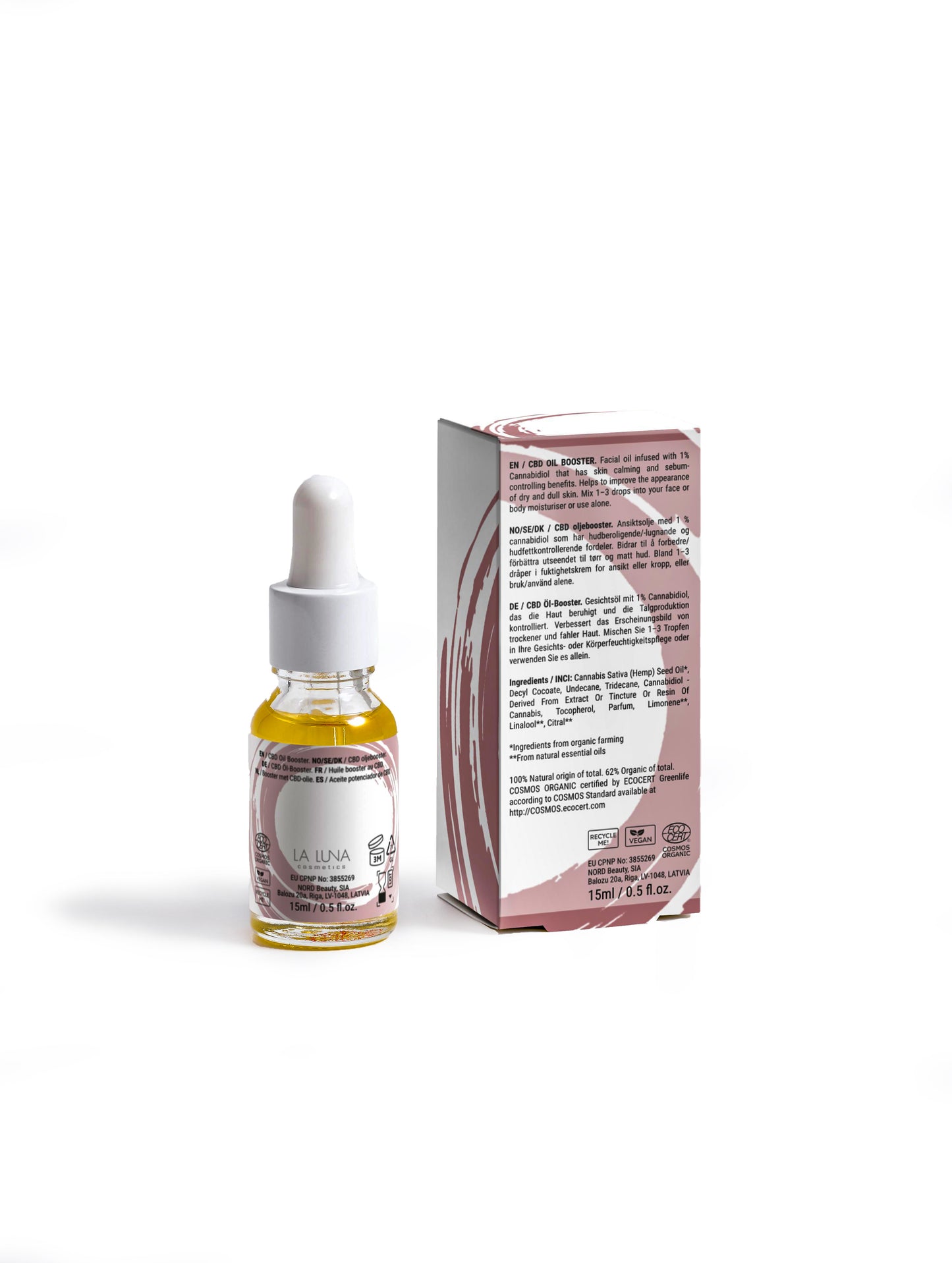 La Luna Calming Facial Oil – Vegan, Organic Hemp Seed Oil & 1% Cannabidiol for Dry & Oily Skin, Hydrating & Skin-Calming Treatment, Nut-Free & Gluten-Free Face Care.