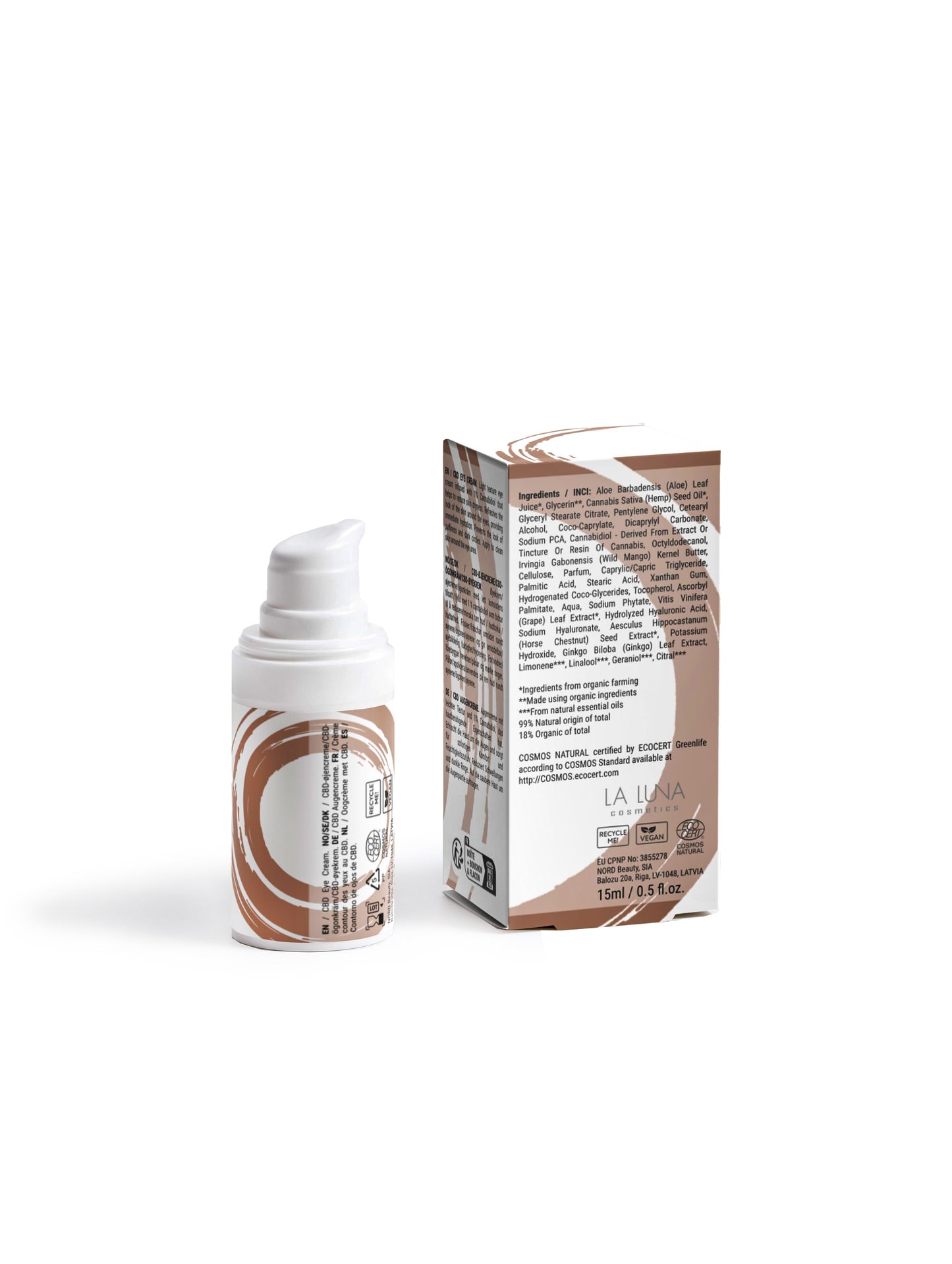La Luna Calming Eye Cream – lightweight eye cream with 1% Cannabidiol, Aloe Juice & Hyaluronic Acid to reduce puffiness, dark circles, and hydrate the delicate skin around the eyes.