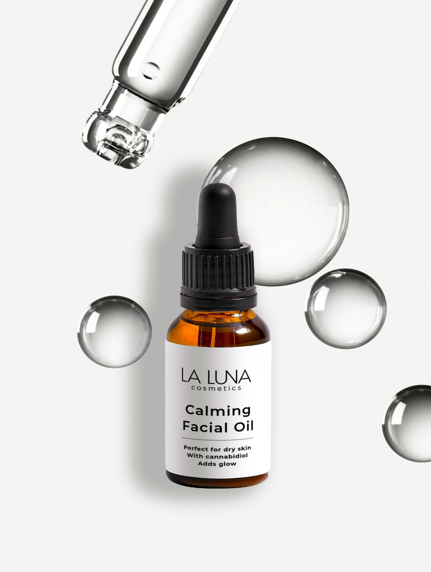 La Luna Calming Facial Oil – Skin-Soothing Hemp Oil with 1% Cannabidiol for Dry & Dull Skin. Vegan, Organic, and Sebum-Balancing Formula.