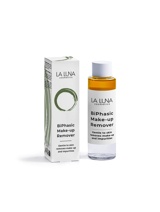 La Luna BiPhasic Make-up Remover – Gentle, Fragrance-Free Two-Phase Cleanser with Aloe Juice, Chamomile, Sea-Buckthorn & Raspberry Extracts for All Skin Types.
