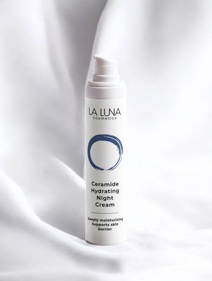 La Luna Ceramide Hydrating Night Cream – Deeply Moisturizing, Anti-Aging, Supports Skin Barrier, Promotes Overnight Skin Renewal, Infused with Ceramides, Aloe Juice, Jojoba Oil, Shea Butter, and Hyaluronic Acid for Soft, Radiant, and Healthy-Looking Skin.
