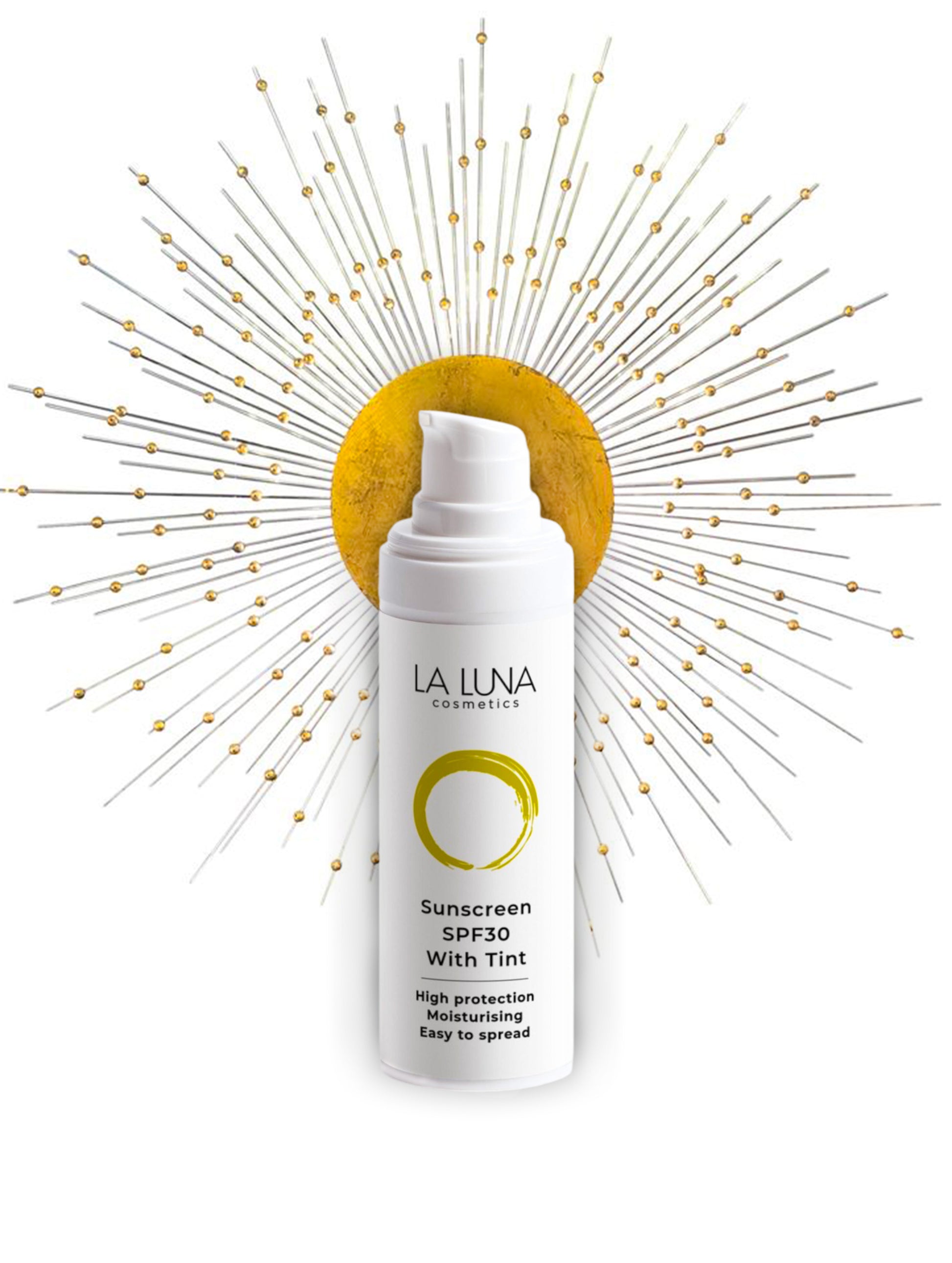 La Luna Tinted Mineral Sunscreen SPF30 – High Protection, Hydrating, Non-Greasy, No White Cast  
